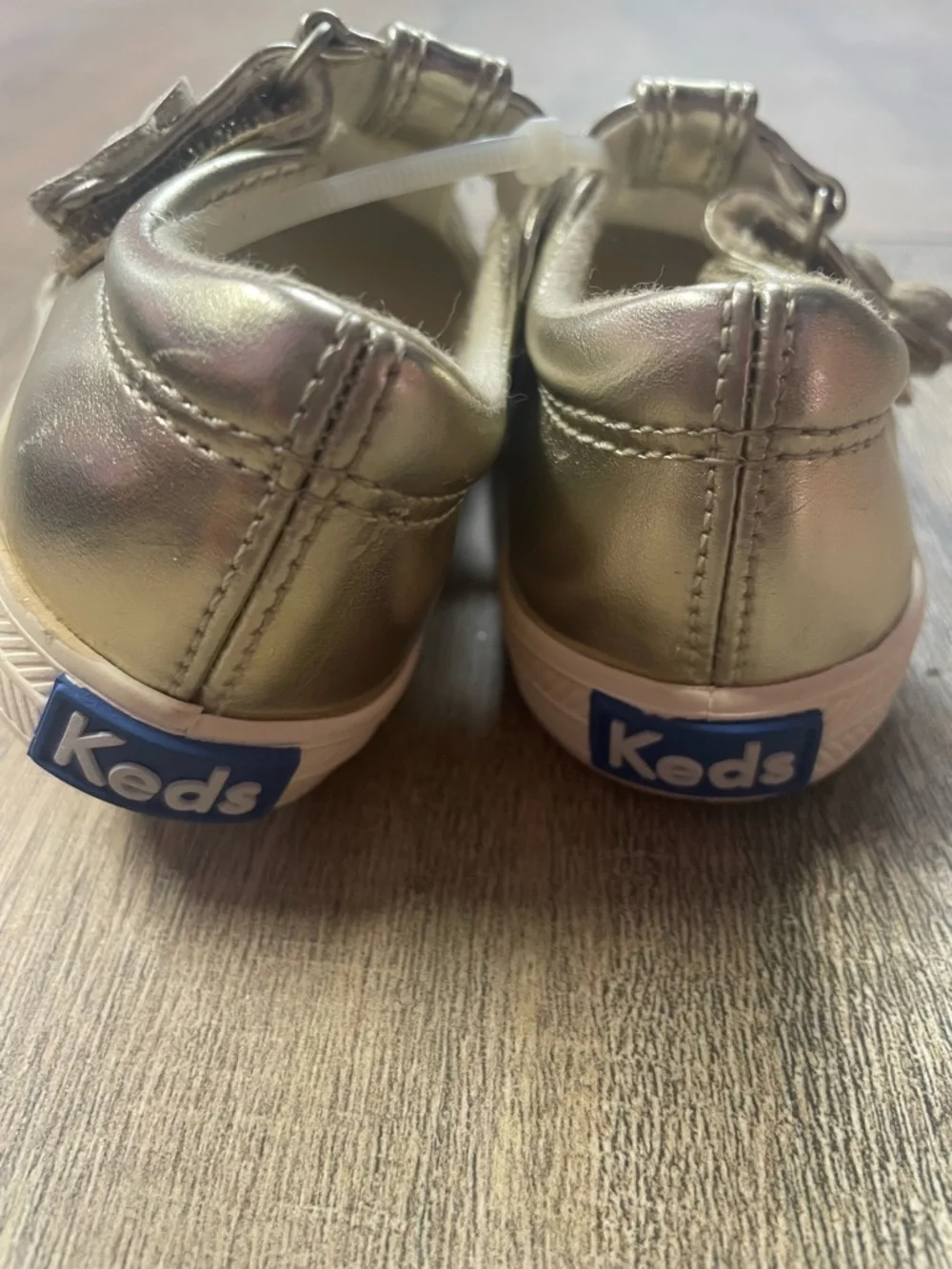 Keds Gold Metallic Mary Jane Shoes with Flower Accent Back to School